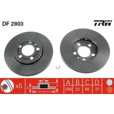 Brzdový kotúč predný TRW DF2803 (256mm)