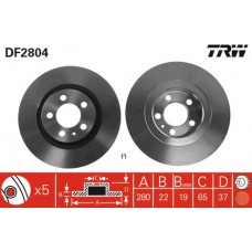Brzdový kotúč predný TRW DF2804 (280mm)